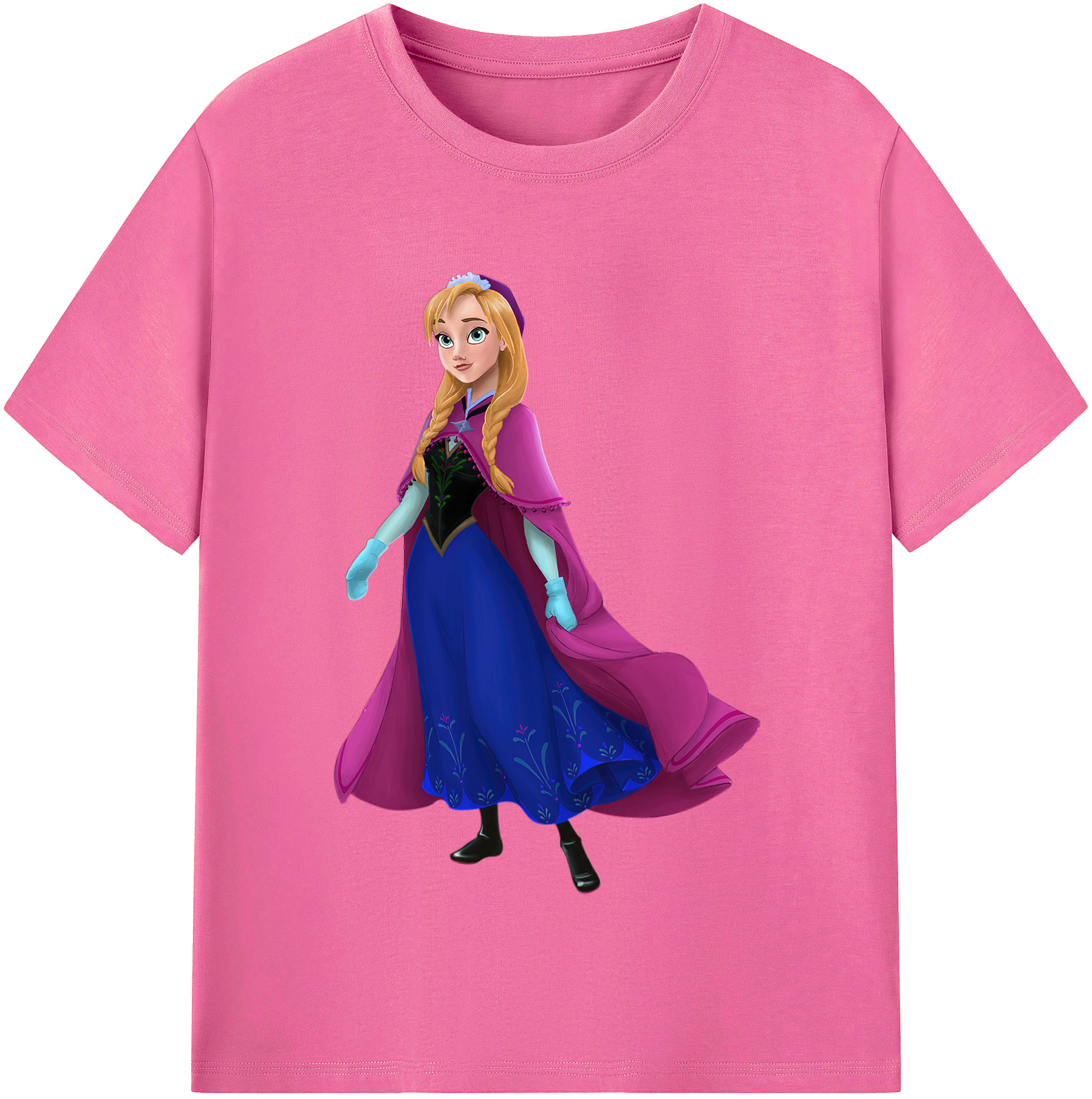 （画像用） アナと雪の女王 アンナ エルサ Frozen Anna Elsa レディースカジュアルプリントTシャツ（綿100％）